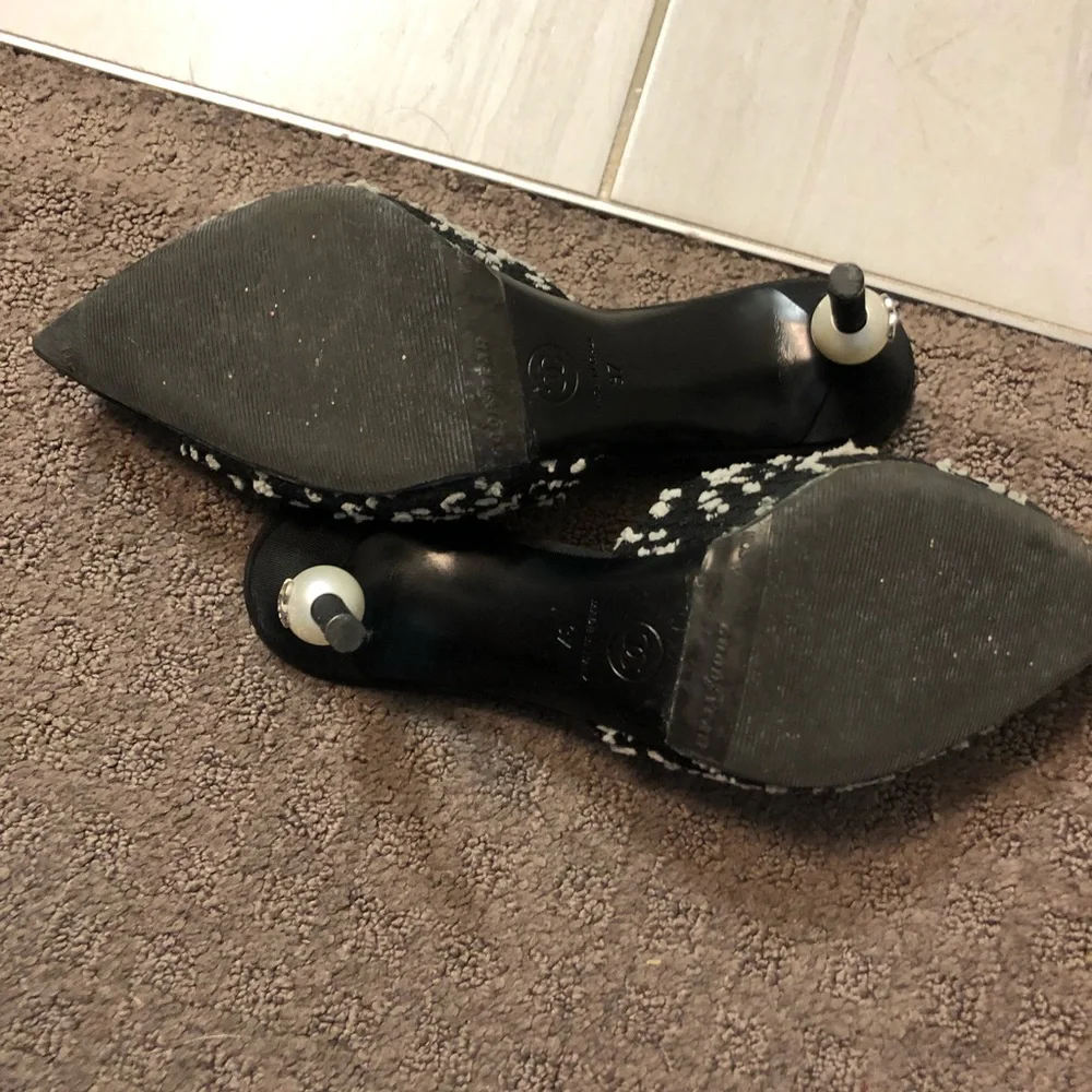 SOLD-Chanel tweed black and white mules 37 - Picture 9 of 12